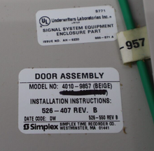 Load image into Gallery viewer, SIMPLEX 4010 Fire Alarm Control Dress Panel &amp; Door Assembly 4010-9857 See Pics
