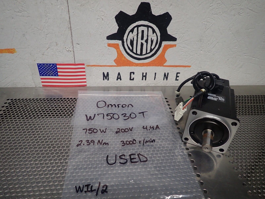 Omron R88M-W75030T 750W 200V 4.4A 2.39Nm 3000 R/min Servo Motor Used W/ Warranty