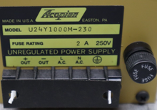 Load image into Gallery viewer, Acopian U24Y1000M-230 Unregulated Power Supply Fuse 2A 250V New Old Stock
