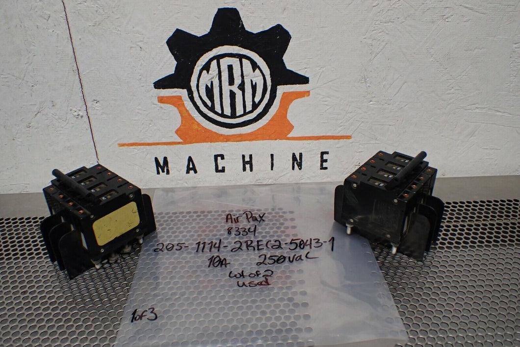 Airpax 205-1114-2REC2-5043-1 Circuit Breakers 10A 250V 50/60Hz Used (Lot of 2)