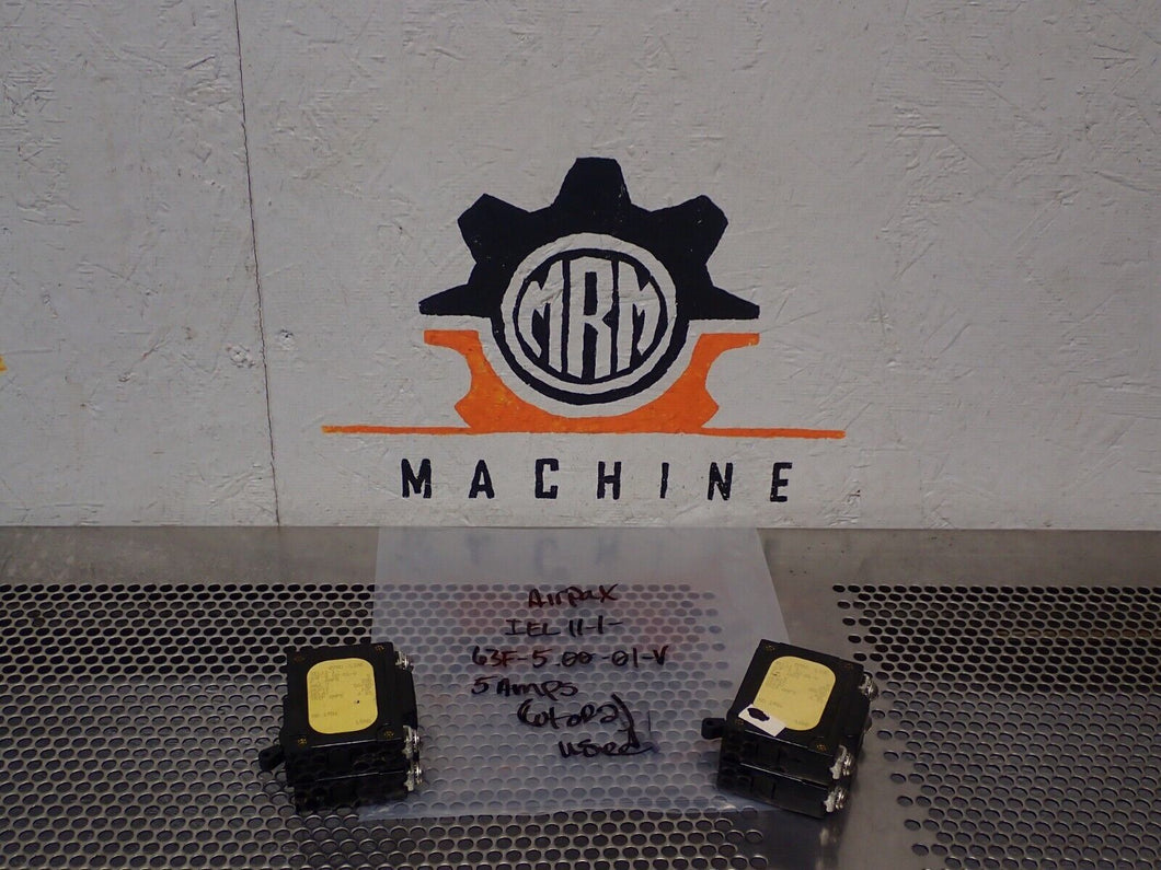 Airpax IEL11-1-63F-5.00-01-V Circuit Breakers 5A 250V 50/60Hz Used (Lot of 2)
