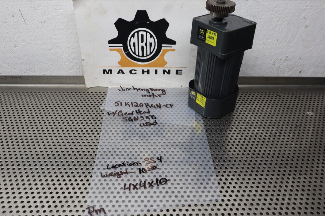 Jinchengbang 51K120RGN-CF Induction Motor W/ 5GN5KB Gear Head Used Warranty