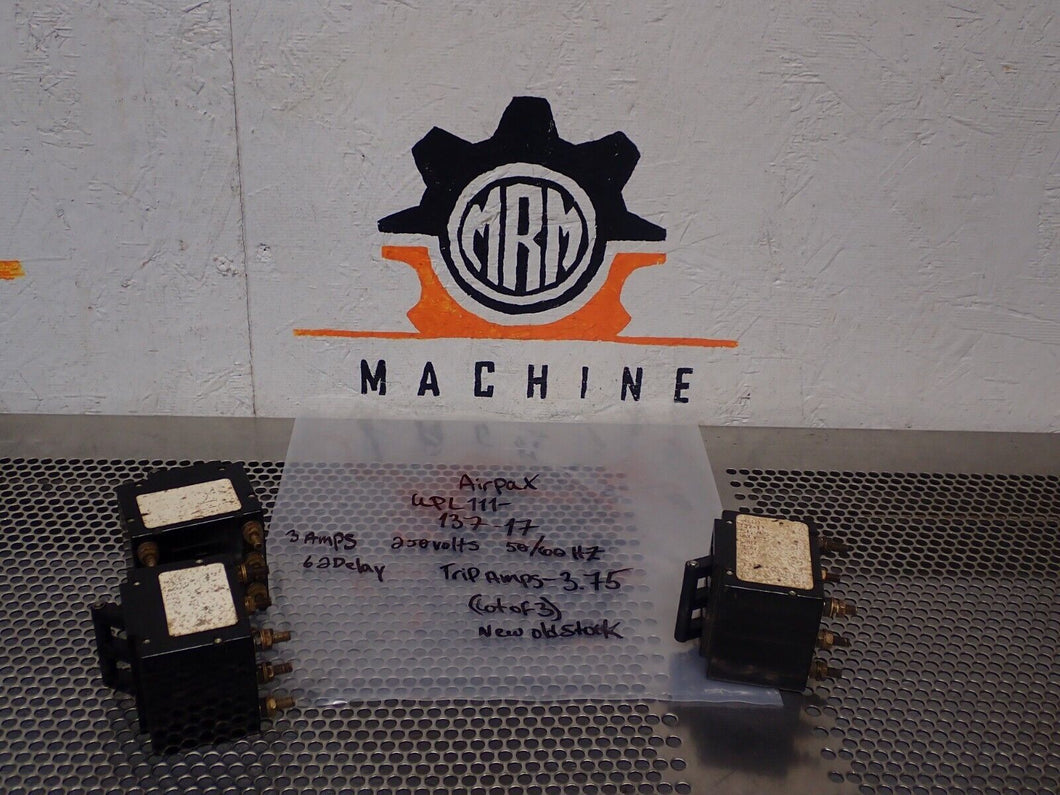 Airpax UPL111-137-17 Circuit Breakers 3A 250V 50/60Hz 3.75A Trip New (Lot of 3)