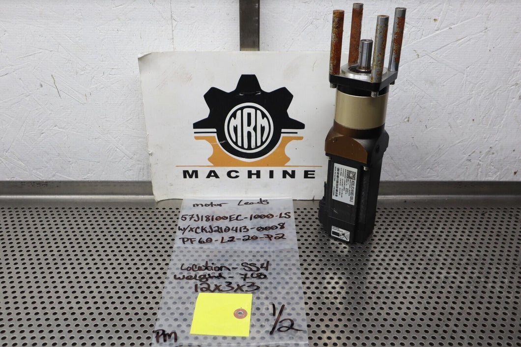 57J18100EC-1000-LS Motor W/ XCKJ210413-0008 PF60-L2-20-P2 Gear Box Used See Pics