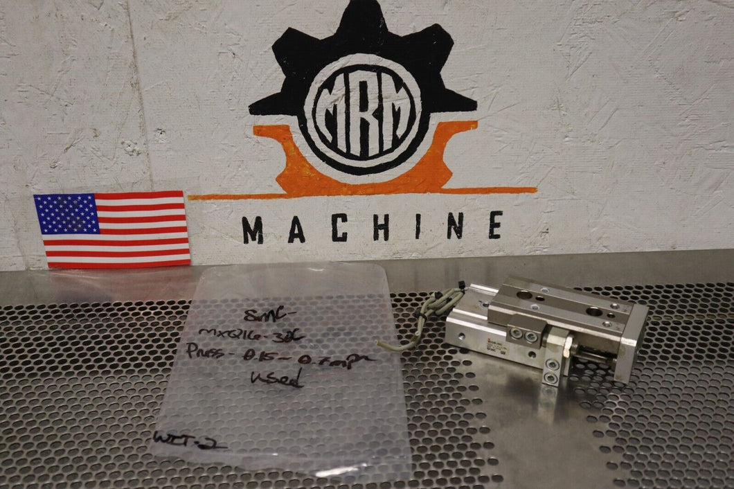 SMC MXQ16-30C Slide Cylinder 0.15-0.7MPa With (2) D-M9B Reed Switches See Pics