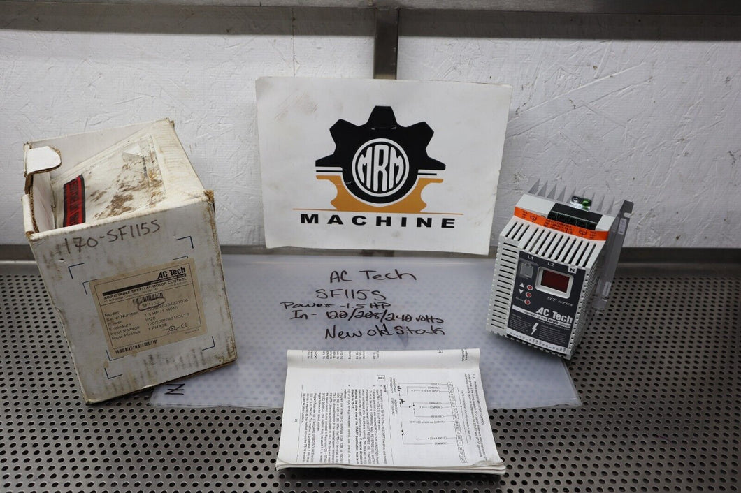 AC Tech SF115S 1.5HP 1.1KW Adjustable Speed Motor Control New Old Stock See Pics