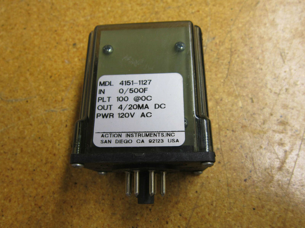 Action Instruments 4151-1127 Transmitter Relay 4/20mA DC 120VAC Used