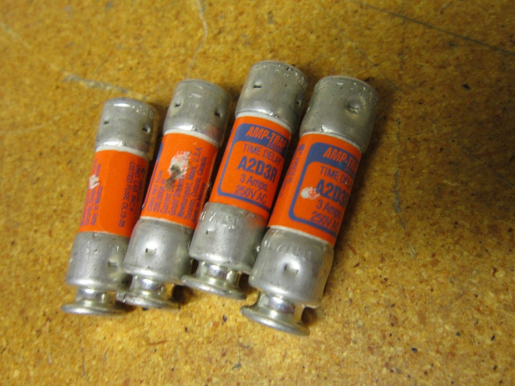 Amp-Trap A2D3R Time Delay Fuse 3Amps 250VAC (Lot of 4)