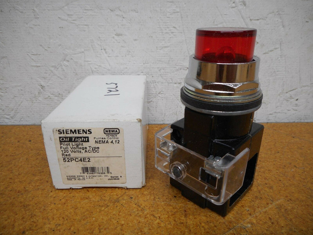 Siemens 52PC4E2 Oil Tight Pilot Light Red 120V AC/DC New