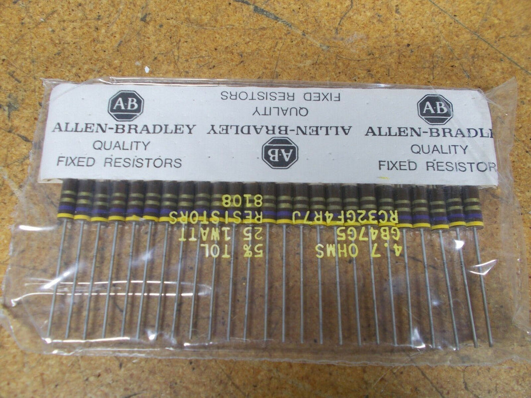 Allen Bradley GB47G5 RC32GF4R7J Resistors 1Watt 4.7OHMS 5% TOL New (Lot of 25)