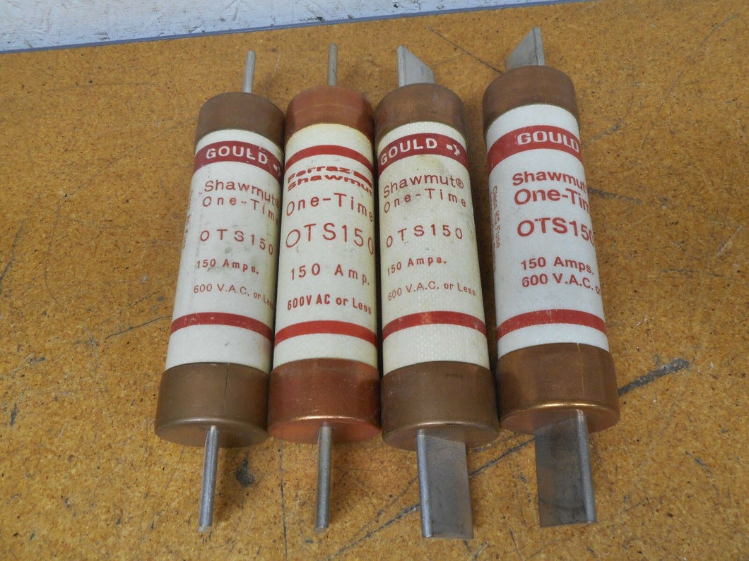 Gould Shawmut OTS-150 One Time Fuses 150A 600VAC Used (Lot of 4)