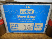 Load image into Gallery viewer, Cefco CJS-15 Sure Stop 15A 600V Current Limiting Fuses New (Box Of 10)
