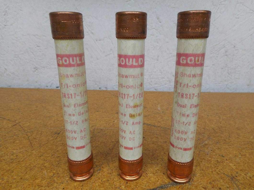 Gould Shawmut TRS17-1/2 Dual Element Time Delay Fuses 17-1/2A 600VAC (Lot of 3)