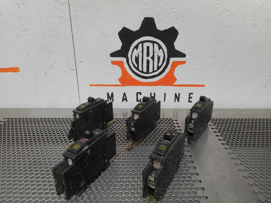 Square D Type QOU (3) 20A & (2) 30A Circuit Breakers 1P 120/240VAC Used Warranty