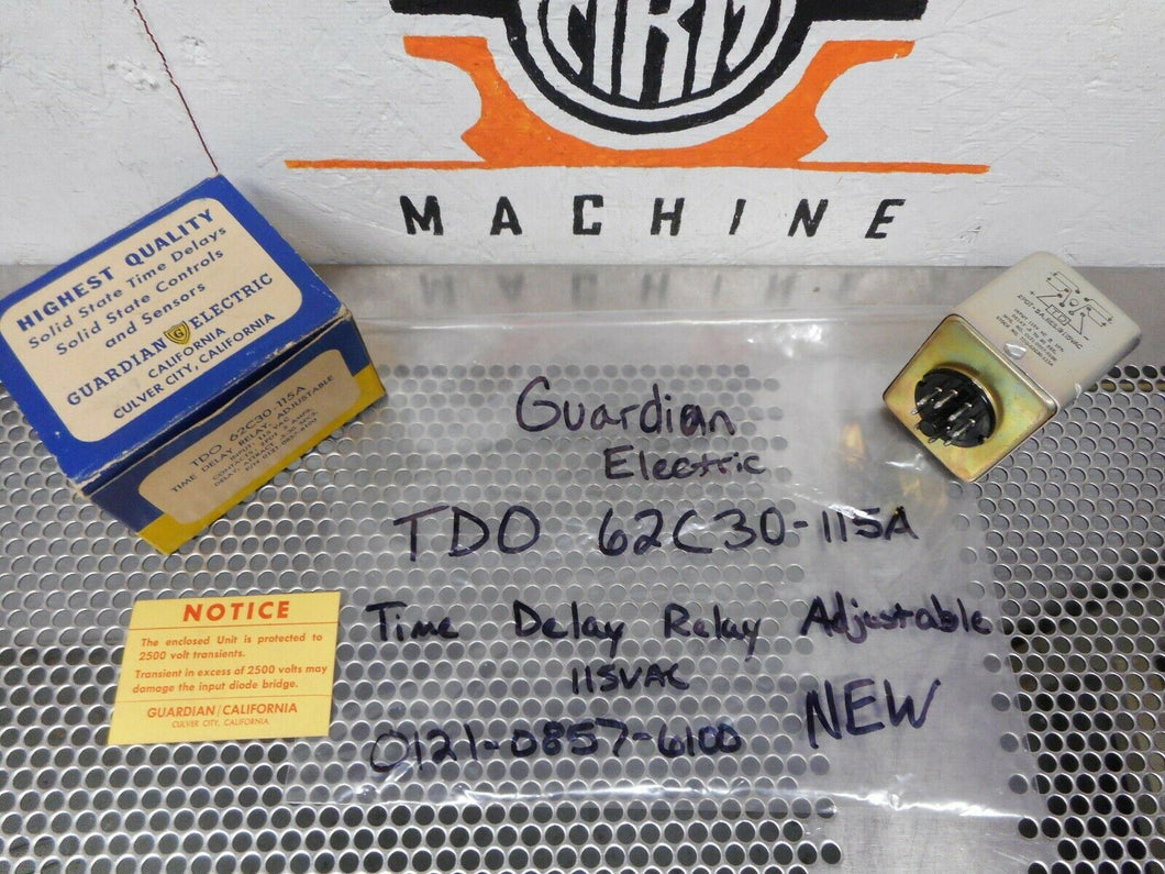 Guardian Electric TDO 62C30-115A Time Delay Relay Adjustable 0121-0857-6100 New