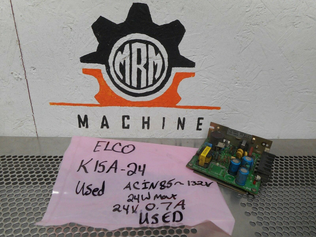 ELCO K15A-24 Power Supply AC In 85-132V Pin: 24W Max 24V 0.7A Used With Warranty