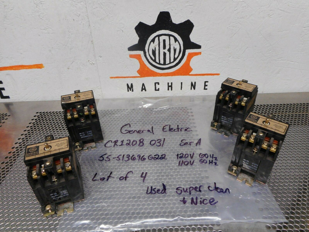 General Electric CR120B 031** Ser A (4) Relays With 55-513696G22 Coil 110/120V