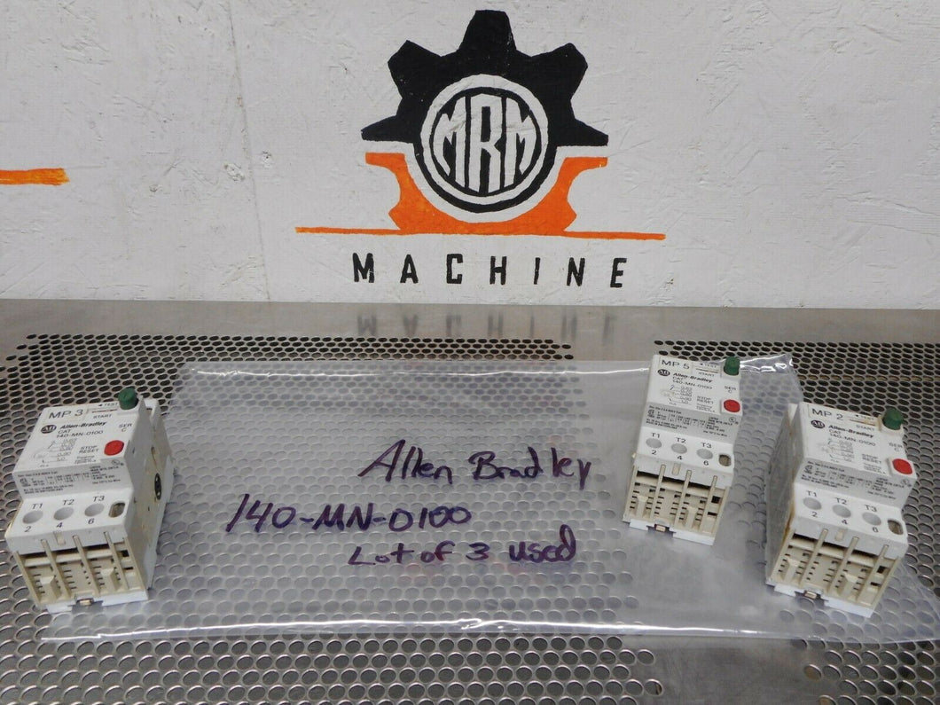 Allen Bradley 140-MN-0100 Ser C Manual Motor Starters 0.63-1.0A Used (Lot of 3)