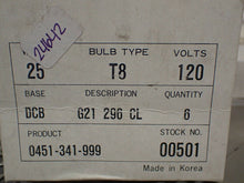 Load image into Gallery viewer, 0451-341-999 Bulb Type T8 120V Base DCB G21 296 CL New Old Stock (Lot of 12)
