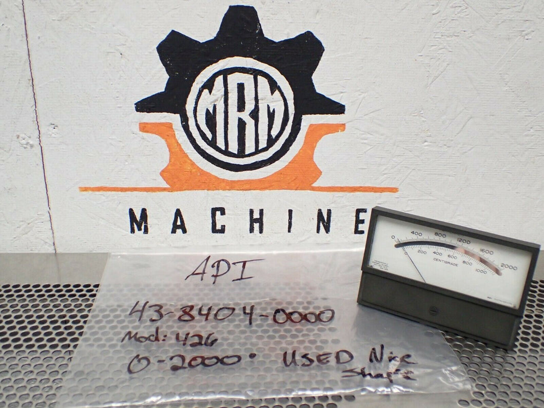 API 43-8404-0000 Model 426 0-2000 0-1000 Centigrade Panel Meter Used Warranty