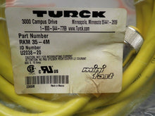 Load image into Gallery viewer, Turck U2038-20 RKM 35-4M Mini Fast Cordset 600V 10A New Old Stock

