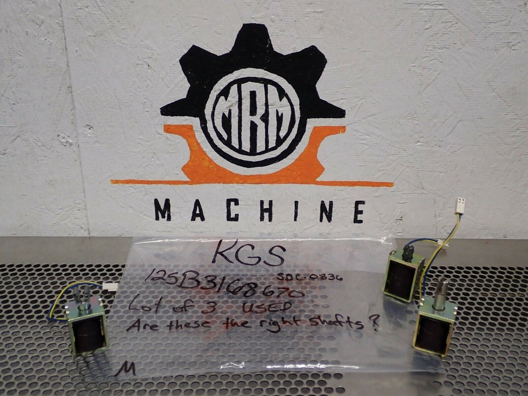 KGS 125B3168670 (3) Solenoids SDC-0836 Used Warranty Shafts May Not Be Correct