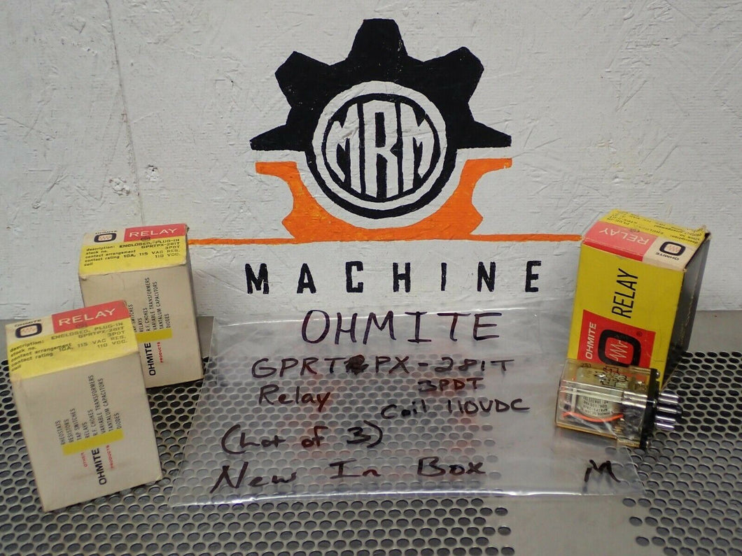 Ohmite GPRTPX-281T Relay 3PDT 110VDC Coil 11 Pin New Old Stock (Lot of 3)