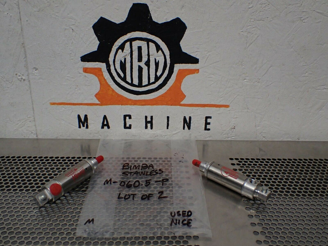 Bimba Stainless M-060.5-P Pneumatic Cylinders Used With Warranty (Lot of 2)