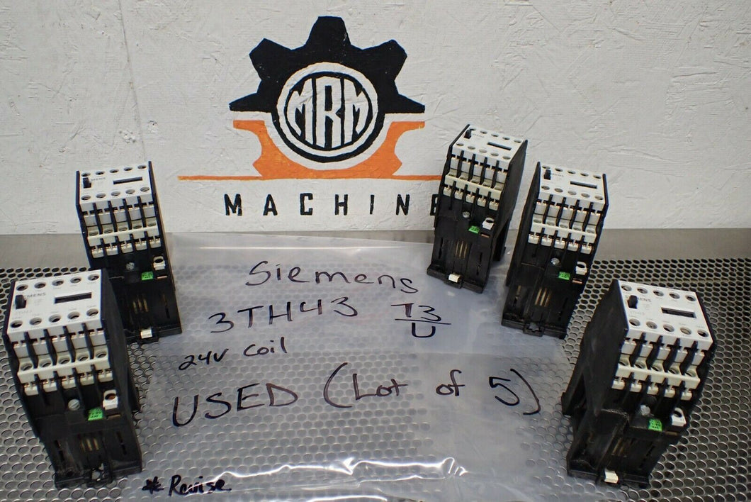 Siemens 3TH43 73E/U Contactors 24V Coils Used With Warranty (Lot of 5) See Pics