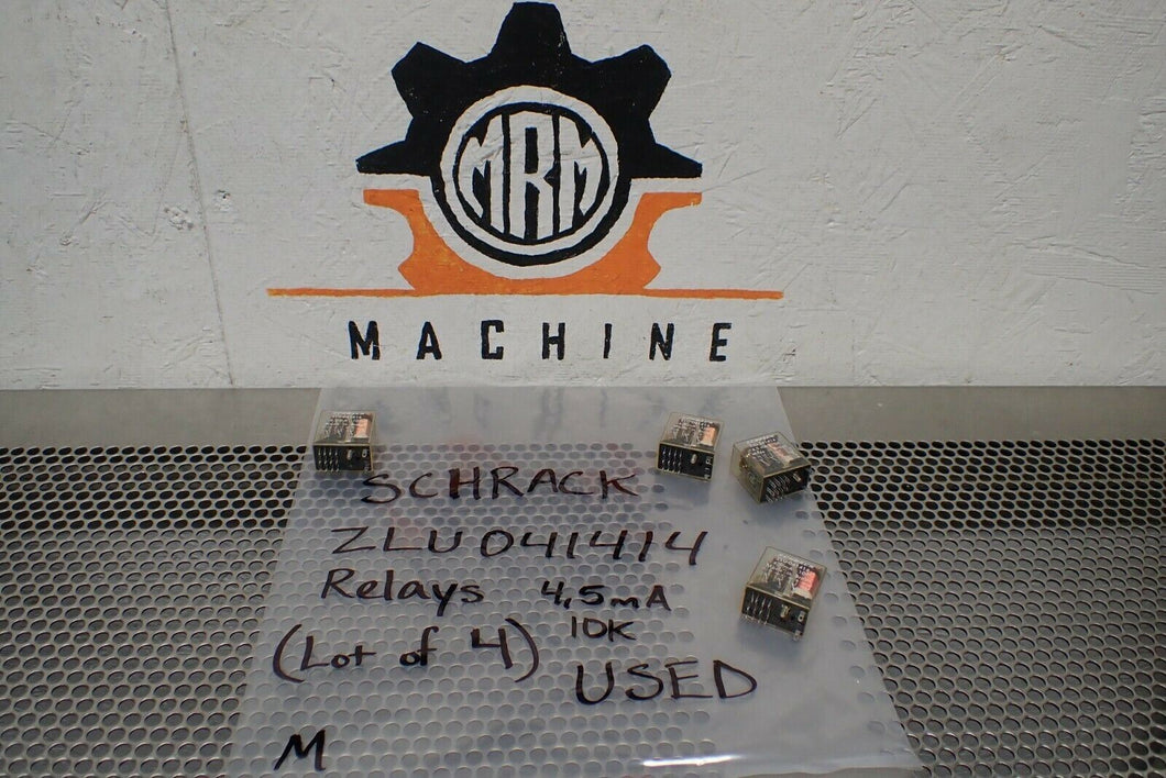 SCHRACK ZLU041414 Relay 4,5mA 10K Used With Warranty (Lot of 4) See All Pictures
