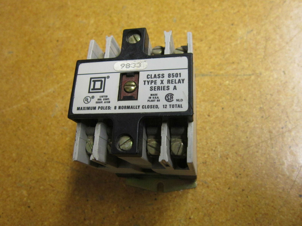 Square D 8501-XO20 Ser A Form 9833 Control Relay 120V 50/60Hz Coil