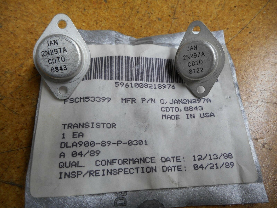 FSCM53399 JAN2N297A-CDTO 8843 Transistors New (Lot of 2)