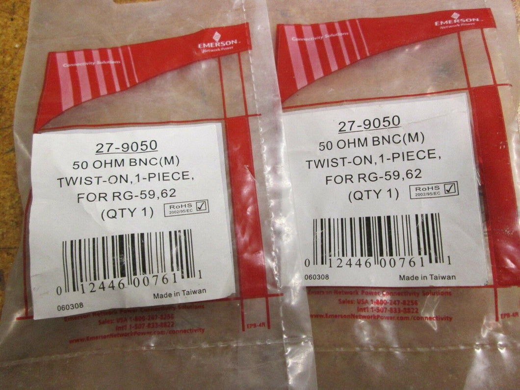 Emerson 27-9050 50 OHM BNC Twist On Connectors New LOT OF 2 SAME DAY SHIPPING