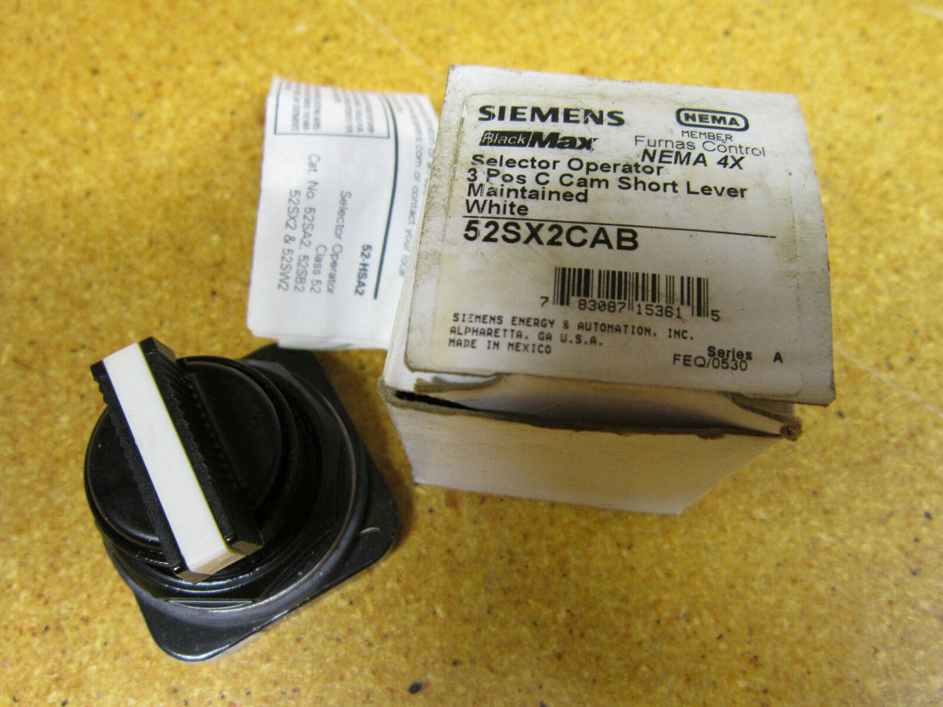 Siemens 52SX2CAB SELECTOR SWITCH MAINTAINED WHITE 3 POSITION NEW
