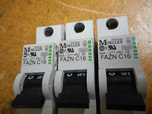 Load image into Gallery viewer, Klockner Moeller FAZN-C16 Circuit Breakers 16A 5kA 277VAC 1 Pole Used (Lot of 3)
