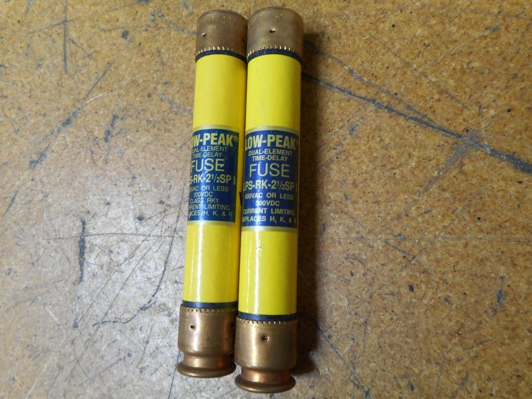 Buss Low-Peak LPS-RK-2-1/2SP (2) Time Delay Fuses 2-1/2A 600V Used W/ Warranty