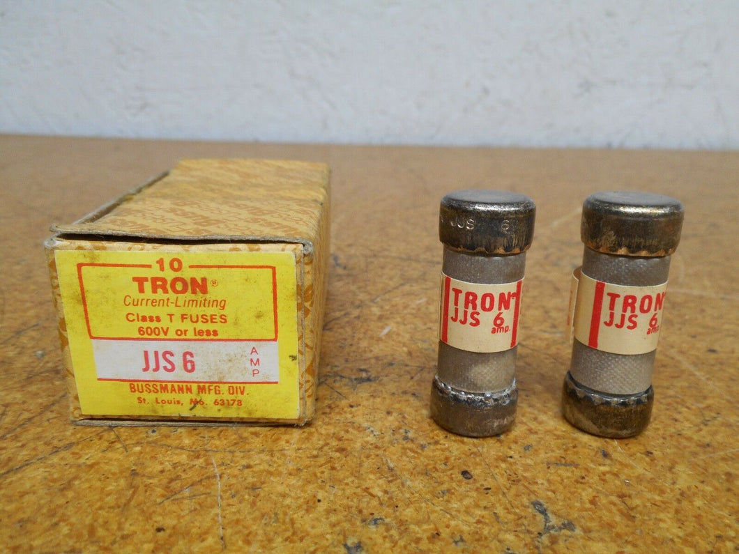 Bussmann Tron JJS-6 Current Limiting Fuses 6A 600V New (Box of 2 Fuses)