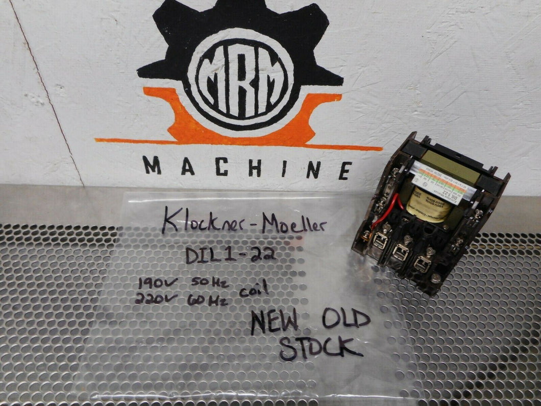 Klockner-Moeller DIL1-22 55A Contactor 190V 50Hz 220V 60Hz Coil New Old Stock
