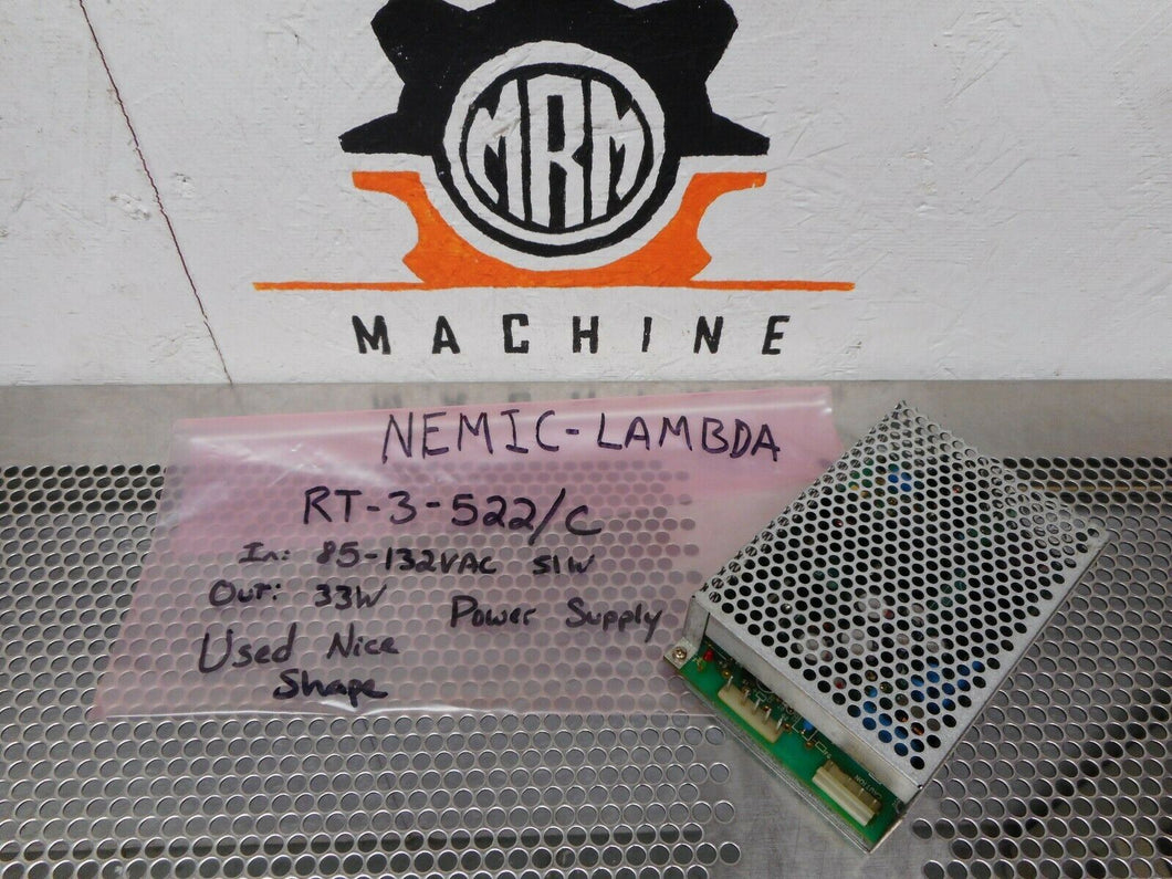 NEMIC-LAMBDA RT-3-522/C Power Supply In:85-132VAC 51W Out: 33W Used W/ Warranty