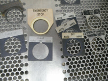 Load image into Gallery viewer, Pushbutton Switch Legend Name Plates Used (Mixed Lot Of 46 Plates)
