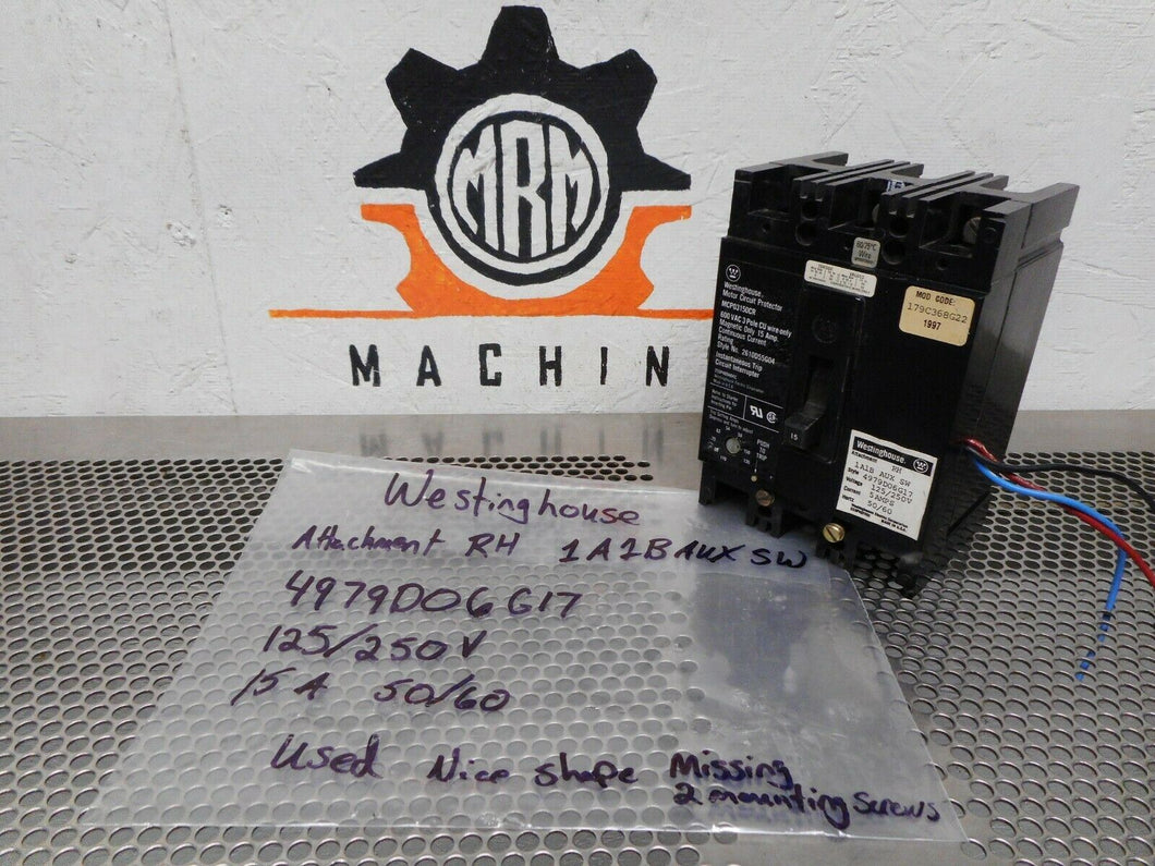 Westinghouse MCP03150CR Motor Circuit Protector 15A 600VAC 3 Pole Used Warranty