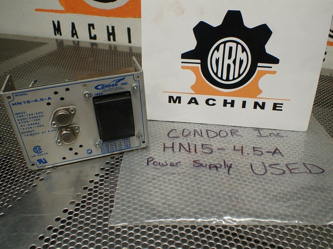Condor HN15-4.5A Power Supply Input 100/120/220 230*/240VAC 47-440Hz W/ Warranty