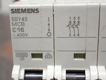Load image into Gallery viewer, Siemens 5SY43 MCB C16 Circuit Breakers 16A 400V 3Pole Used Warranty (Lot of 2)

