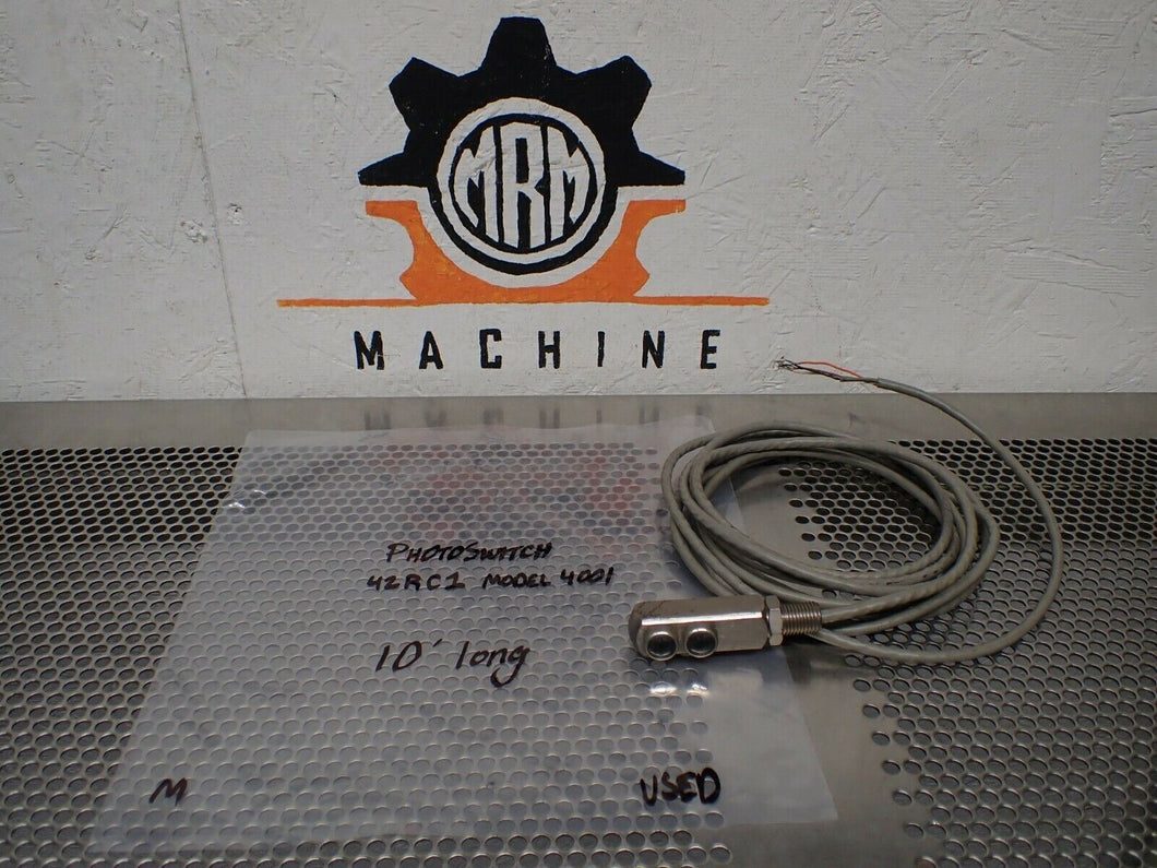 Photoswitch 42RC1 4001 Sensor 10' Long Used With Warranty