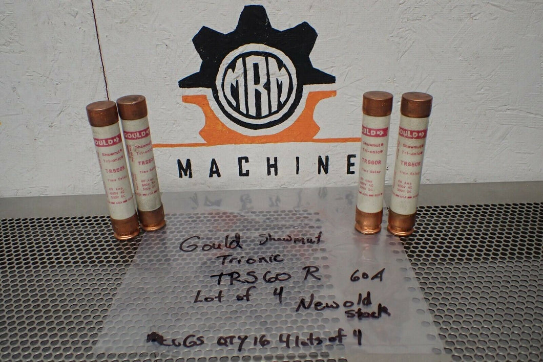 Gould Shawmut Tri-Onic TRS60R Time Delay Fuses 60A 600VAC New Old Stock Lot of 4
