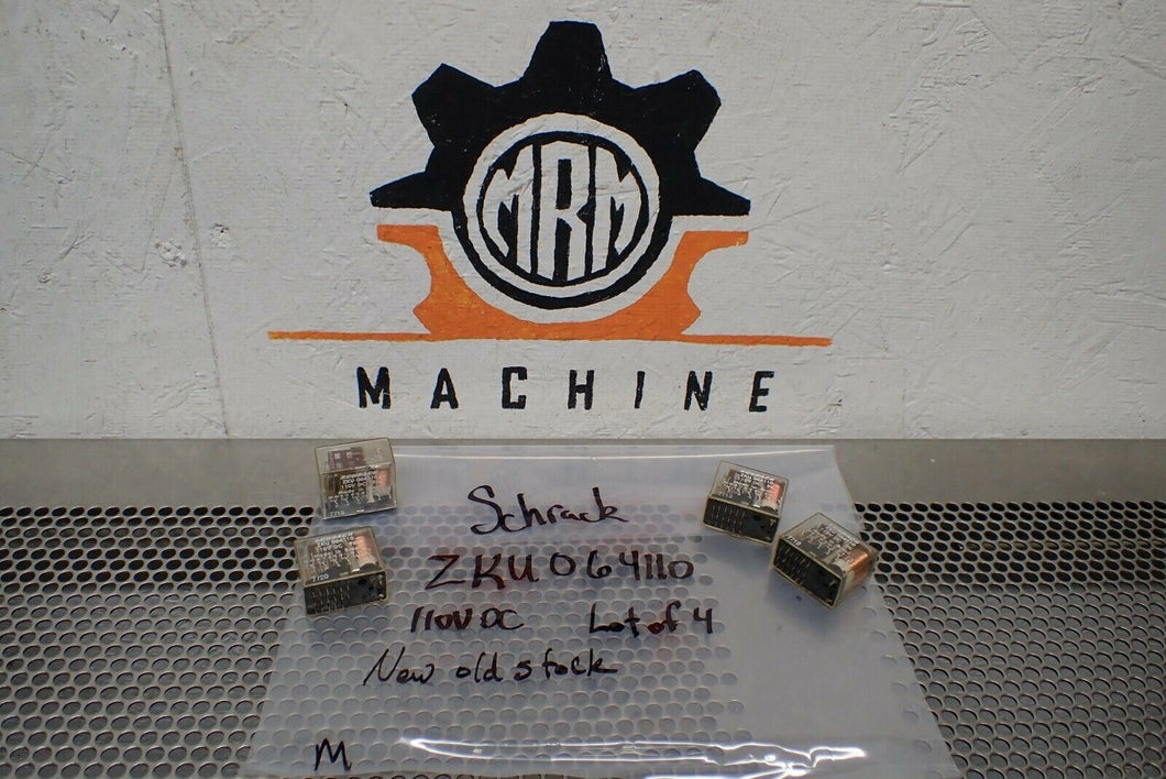 Schrack ZKU064110 Relays 110VDC 9K New No Box (Lot of 4) See All Pictures