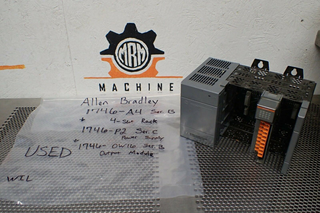 Allen Bradley 1746-A4 Ser B 4-Slot Rack 1746-P2 Ser C Power Supply 1746-OW16 B